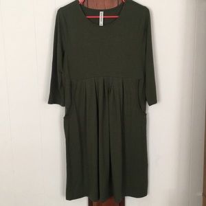 Army green fit and flare dress